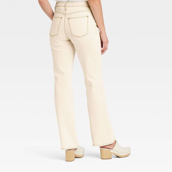 Universal Thread -  Women's Vintage Bootcut Jeans Hig Off-White - Picture 2 of 4